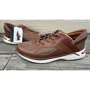 New! Zeba Hands Free Step In Men's 16 Walking Shoes Sneakers Lace Up - Brown
